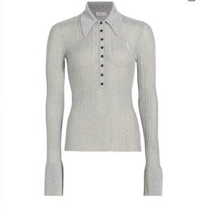 A.L.C. Eleanor Metallic Gray Button Down Shirt NWT